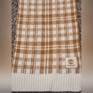 Timberland Tan and White Plaid Scarf